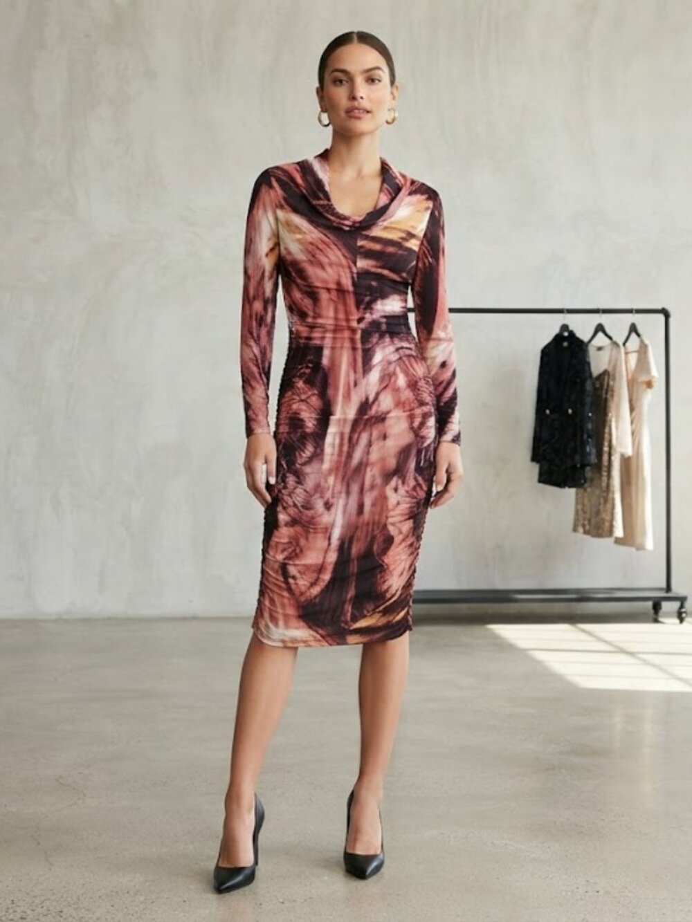 BCBGMaxAzria Line Pattern Jersey Dress Size XS